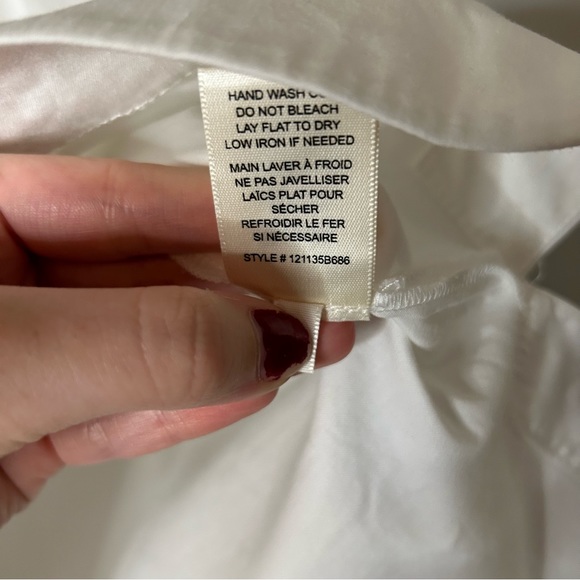 Rebecca Taylor White Short Sleeve V-Neck Twill Blouse - Picture 8 of 12